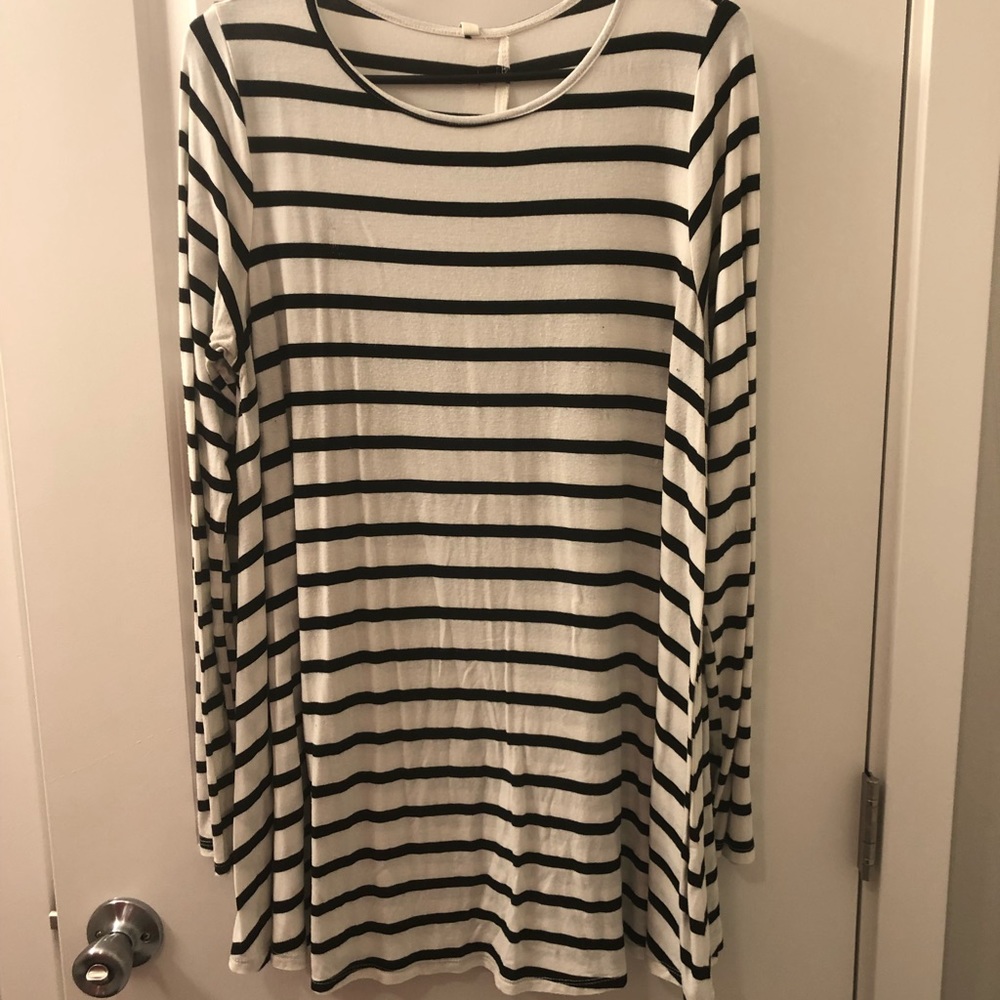 Striped long sleeve elbow patch tunic